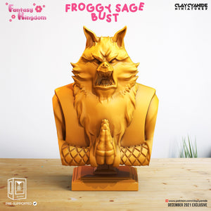 3D Printed Clay Cyanide Fantasy Kingdom - Froggy Sage Bust 28mm 32mm D&D - Charming Terrain