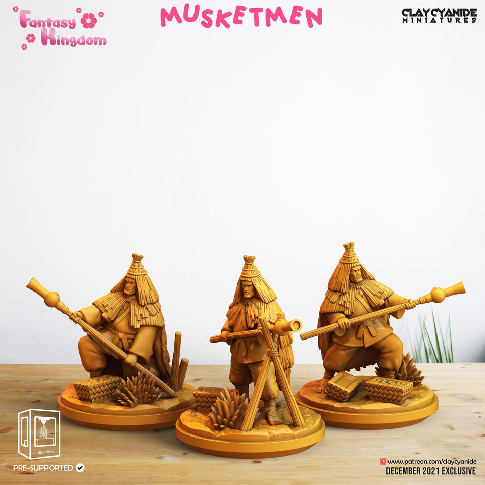 3D Printed Clay Cyanide Fantasy Kingdom - Musketmen 28mm 32mm D&D - Charming Terrain