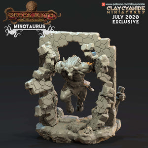 3D Printed Clay Cyanide Minotaurus Greek Mythology Part 2 28 32 mm D&D - Charming Terrain