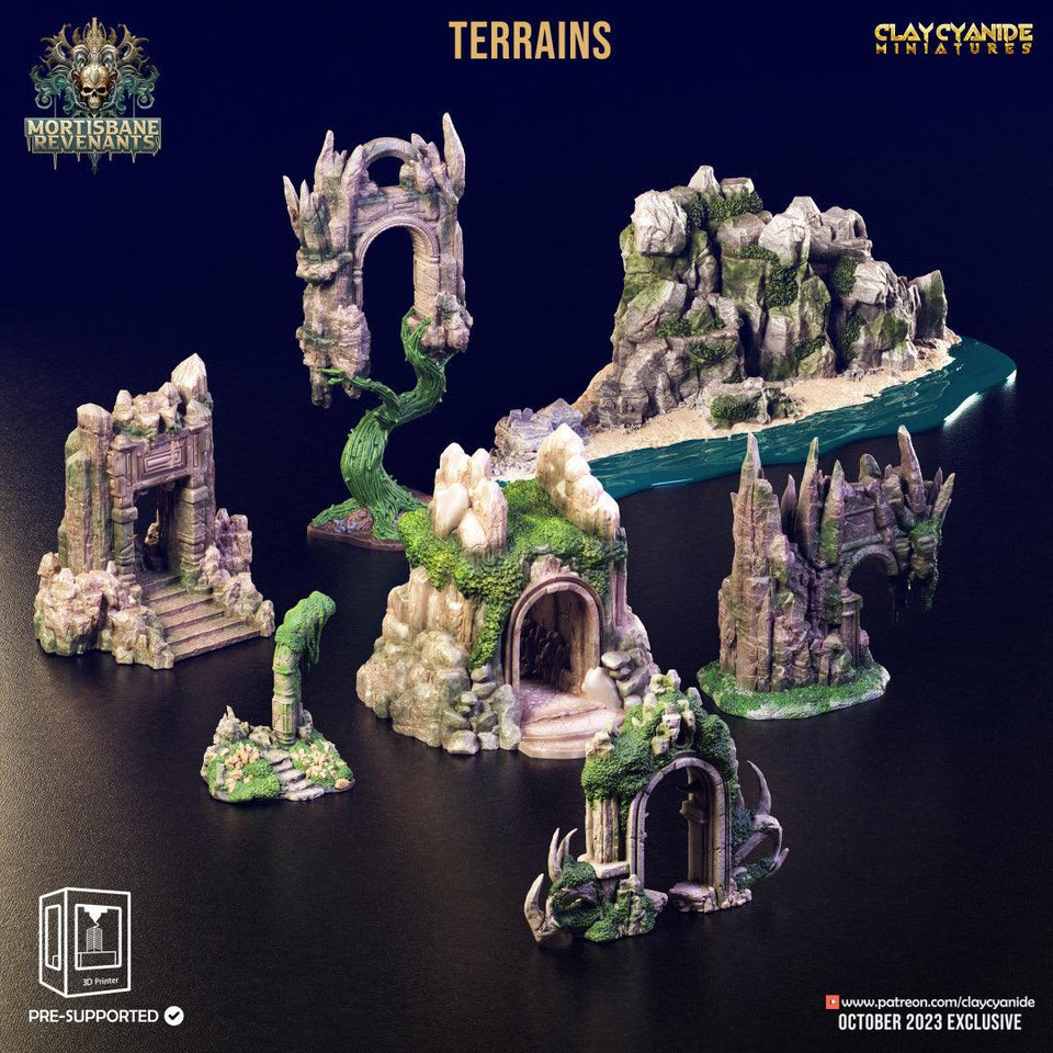 3D Printed Clay Cyanide Mortisbane Terrains Mortisbane Revenants 28 32 mm D&D - Charming Terrain