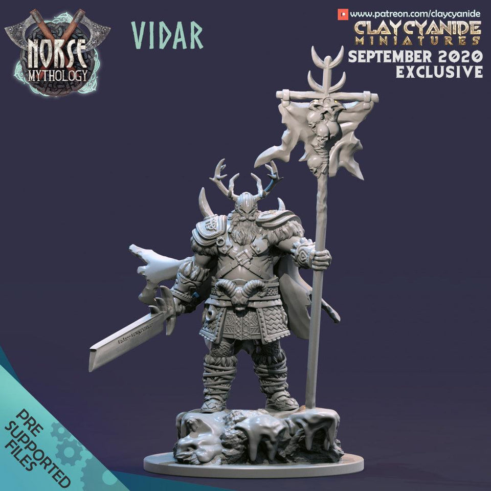 3D Printed Clay Cyanide Vidar Norse Mythology 28 32 mm D&D - Charming Terrain