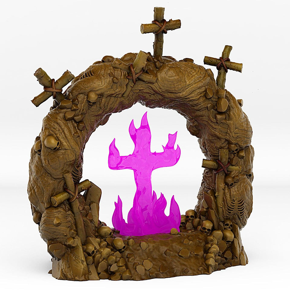 3D Printed Fantastic Plants and Rocks Cemetery Portal With Its Cross Effect 28mm - 32mm D&D Wargaming - Charming Terrain