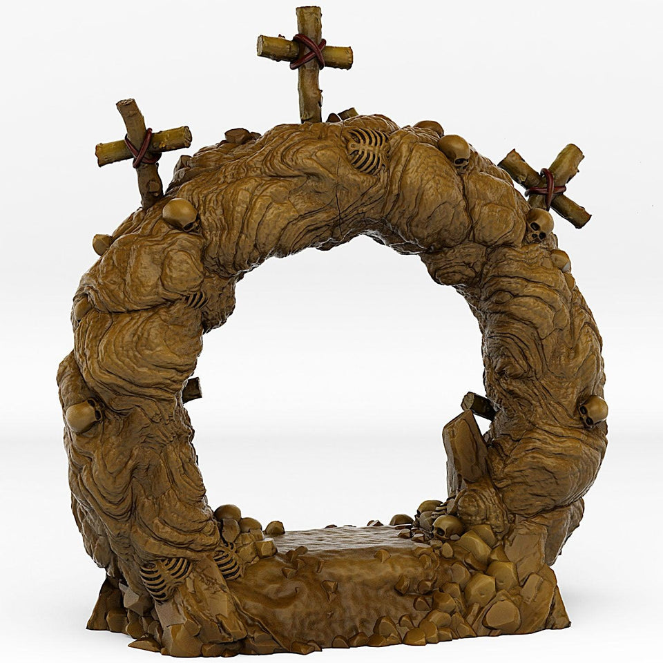 3D Printed Fantastic Plants and Rocks Cemetery Portal With Its Cross Effect 28mm - 32mm D&D Wargaming - Charming Terrain