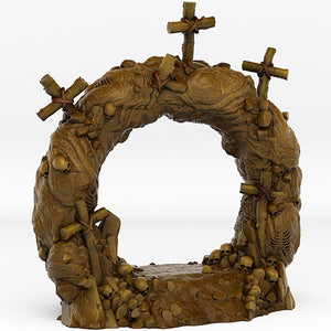 3D Printed Fantastic Plants and Rocks Cemetery Portal With Its Cross Effect 28mm - 32mm D&D Wargaming - Charming Terrain