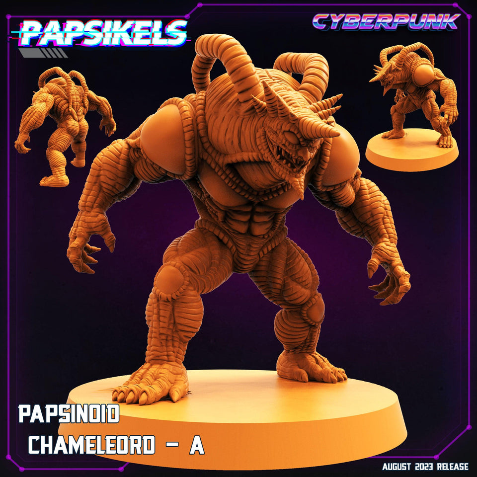 3D Printed Papsikels August 2023 - Cyberpunk Papsinoid Chameleord Set 28mm 32mm - Charming Terrain