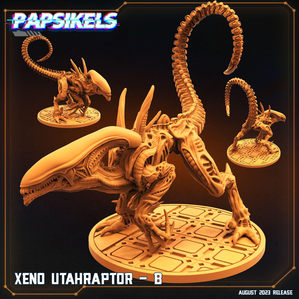 3D Printed Papsikels August 2023 - Xenowars Genesis Xeno Utahraptor Set 28mm 32mm - Charming Terrain