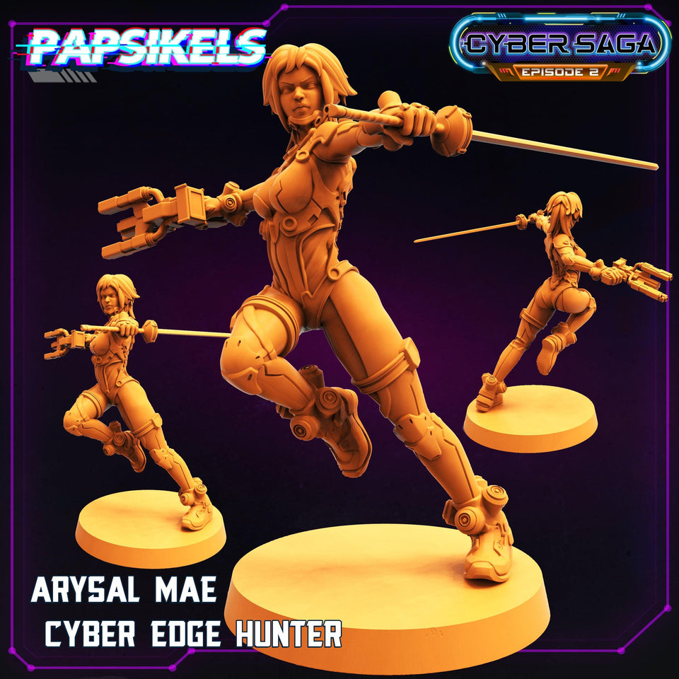 3D Printed Papsikels - Cyber Saga Episode 2 Arysal Mae Cyber Edge Hunter - 28mm 32mm - Charming Terrain