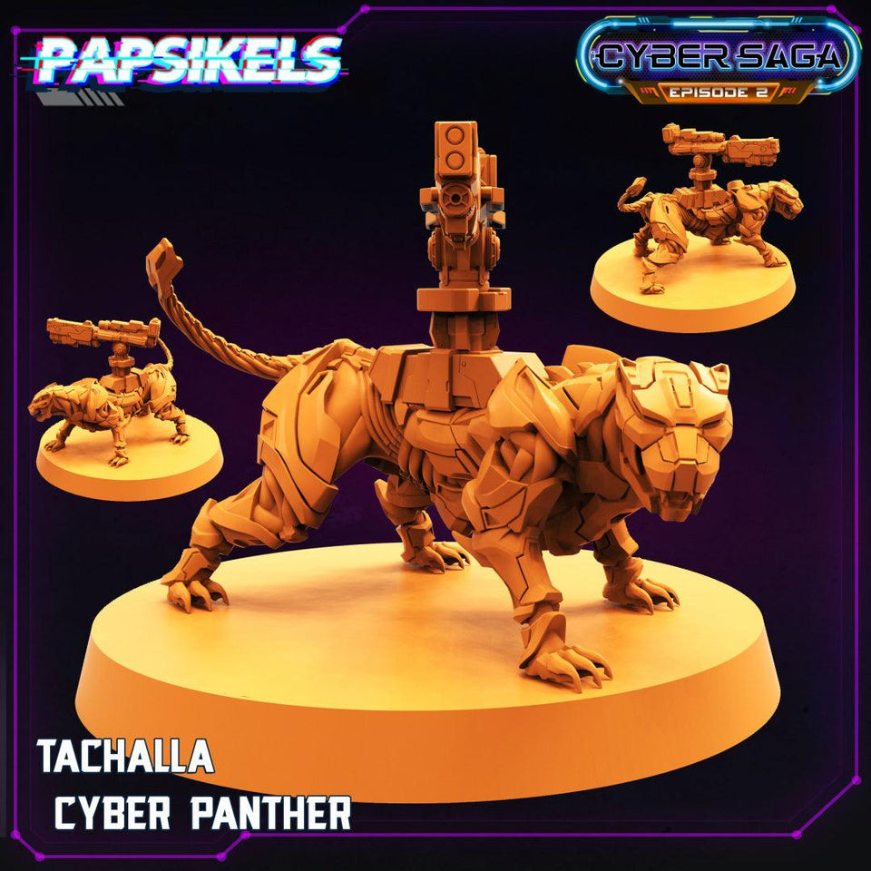 3D Printed Papsikels - Cyber Saga Episode 2 Tachalla Cyber Panther - 28mm 32mm - Charming Terrain