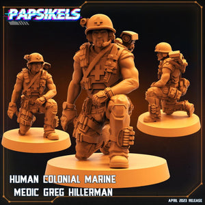 3D Printed Papsikels Cyberpunk Sci-Fi - Human Colonial Marine Medic Greg Hillerman - 28mm 32mm - Charming Terrain