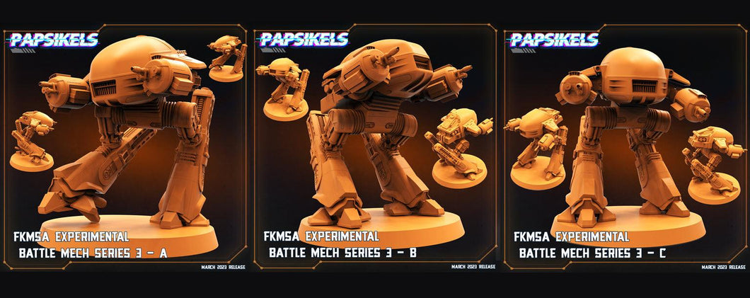 3D Printed Papsikels - Fkmsa Experimental Battle Mech Series 3 Set - 28mm 32mm - Charming Terrain