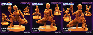 3D Printed Papsikels - Fkmsa Sexy Droid Agent Set March 2023 Cyberpunk - 28mm 32mm - Charming Terrain