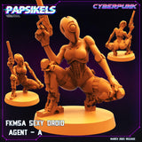 3D Printed Papsikels - Fkmsa Sexy Droid Agent Set March 2023 Cyberpunk - 28mm 32mm - Charming Terrain