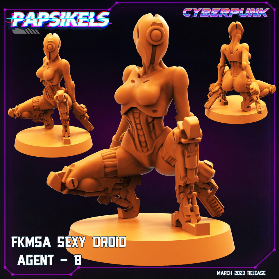 3D Printed Papsikels - Fkmsa Sexy Droid Agent Set March 2023 Cyberpunk - 28mm 32mm - Charming Terrain