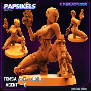 3D Printed Papsikels - Fkmsa Sexy Droid Agent Set March 2023 Cyberpunk - 28mm 32mm - Charming Terrain