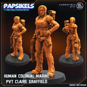 3D Printed Papsikels Human Colonial Marine Pvt Claire Grayfield 28mm 32mm - Charming Terrain