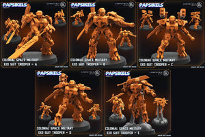 3D Printed Papsikels Human Offence Force Mech Troopers Set Dropship Troopers 28mm 32mm - Charming Terrain