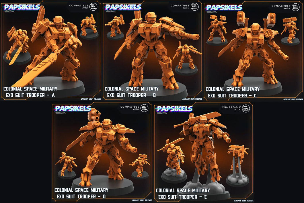 3D Printed Papsikels Human Offence Force Mech Troopers Set Dropship Troopers 28mm 32mm - Charming Terrain