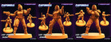 3D Printed Papsikels July 2023 - Cyberpunk Lady Upholder Set 28mm 32mm - Charming Terrain
