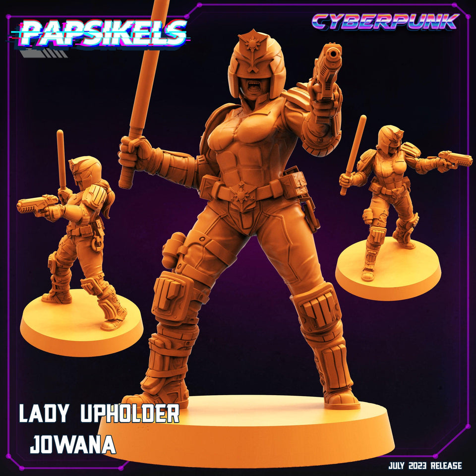 3D Printed Papsikels July 2023 - Cyberpunk Lady Upholder Set 28mm 32mm - Charming Terrain