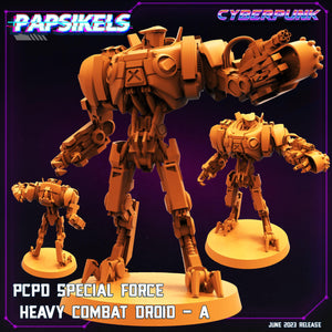 3D Printed Papsikels June 2023 Cyberpunk Pcpd Special Force Heavy Combat Droid Set 28mm 32mm - Charming Terrain