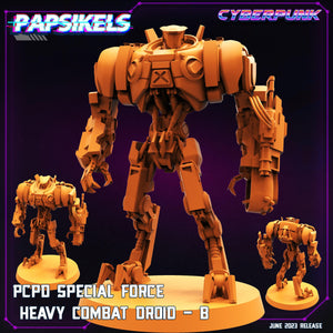 3D Printed Papsikels June 2023 Cyberpunk Pcpd Special Force Heavy Combat Droid Set 28mm 32mm - Charming Terrain