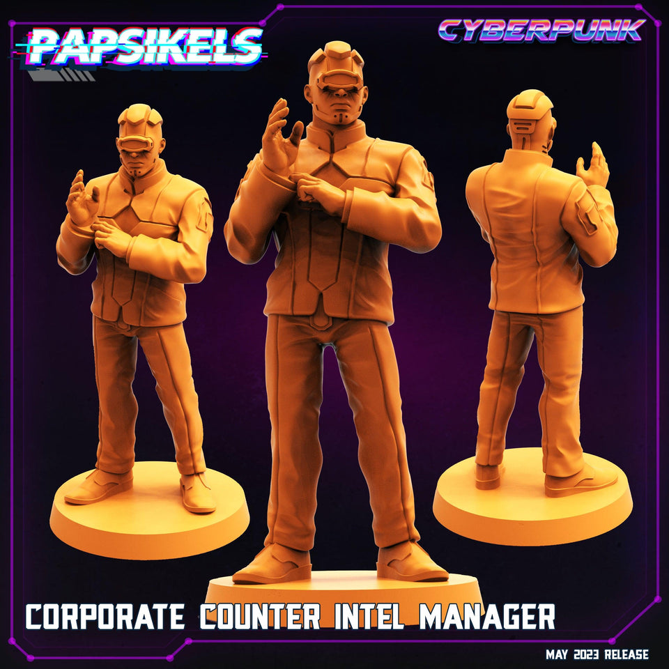 3D Printed Papsikels May 2023 Cyberpunk Corporate Counter Intel Set 28mm 32mm - Charming Terrain