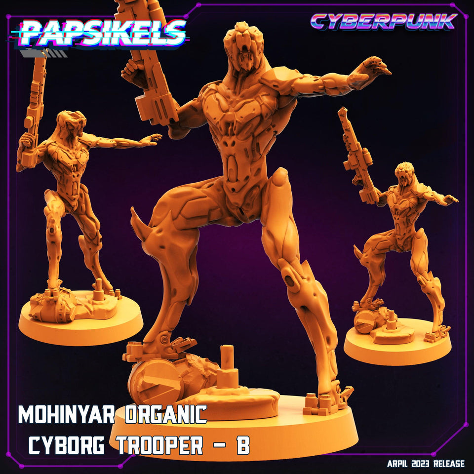 3D Printed Papsikels May 2023 Cyberpunk Mohinyar Organic Cyborg Trooper Set 28mm 32mm - Charming Terrain