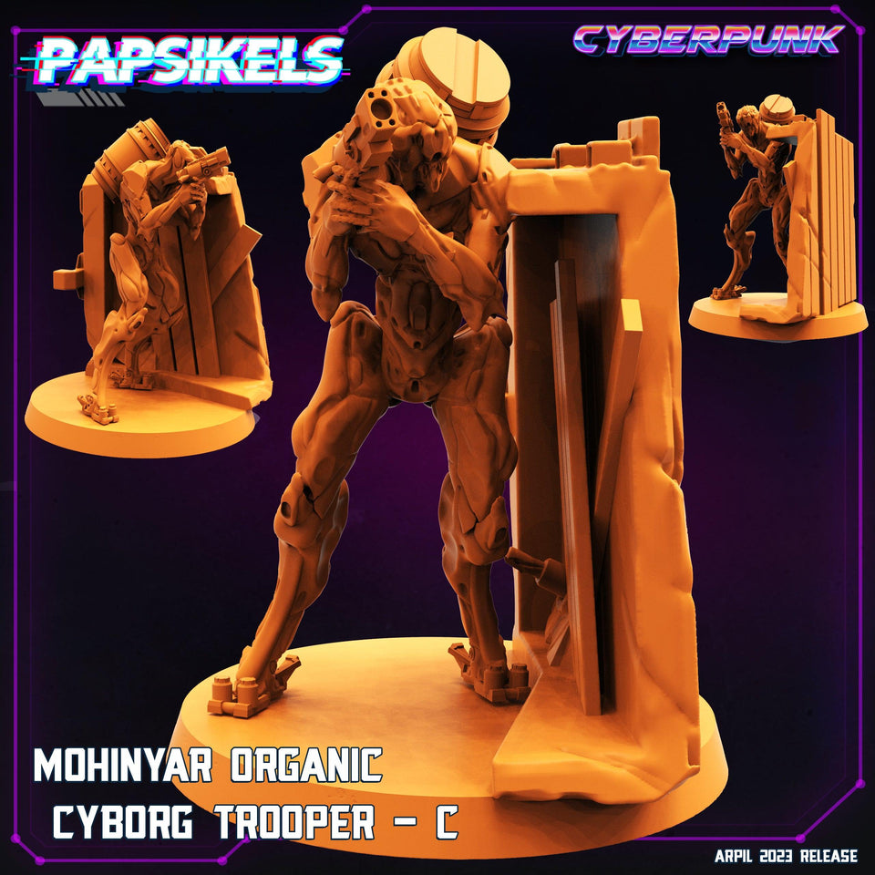 3D Printed Papsikels May 2023 Cyberpunk Mohinyar Organic Cyborg Trooper Set 28mm 32mm - Charming Terrain