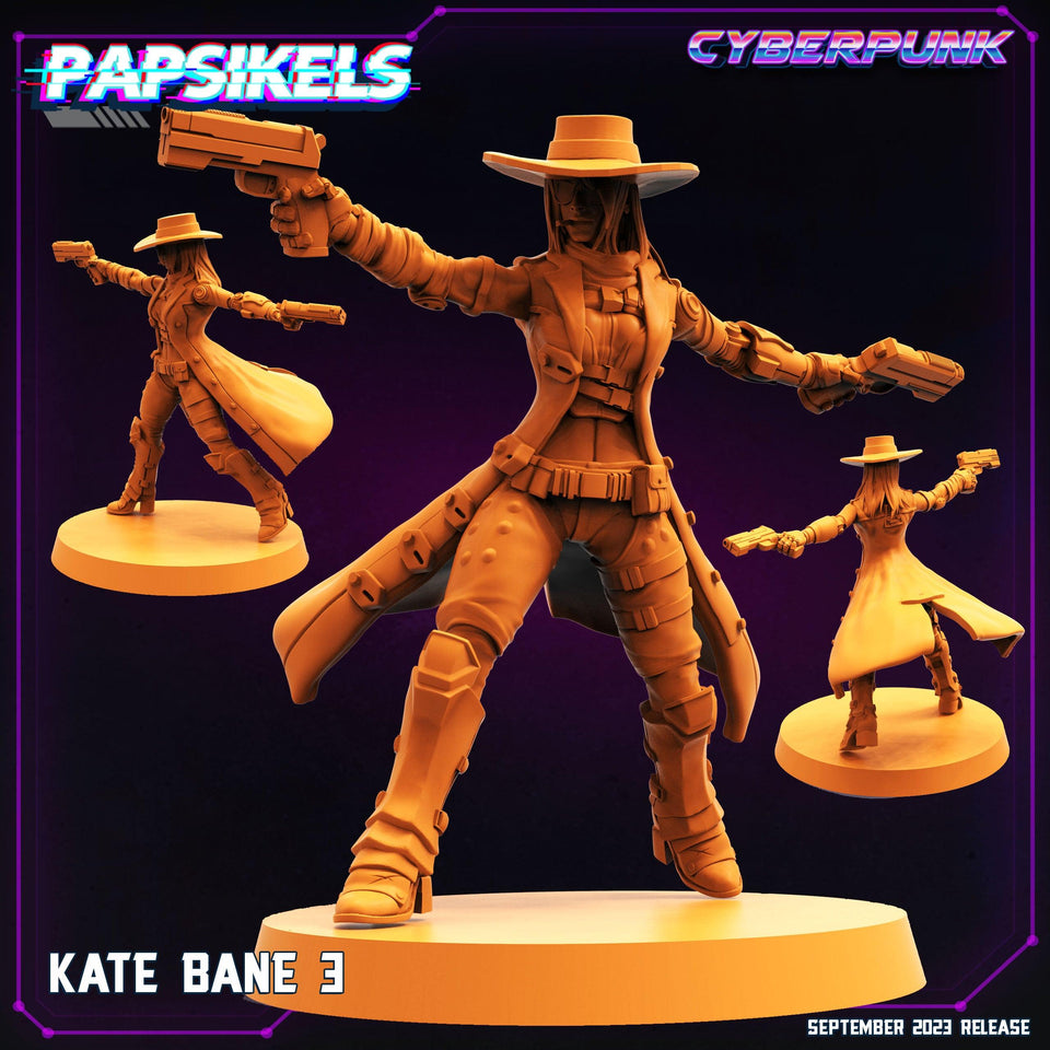 3D Printed Papsikels September 2023 Cyberpunk Kate Bane Set 28mm 32mm - Charming Terrain