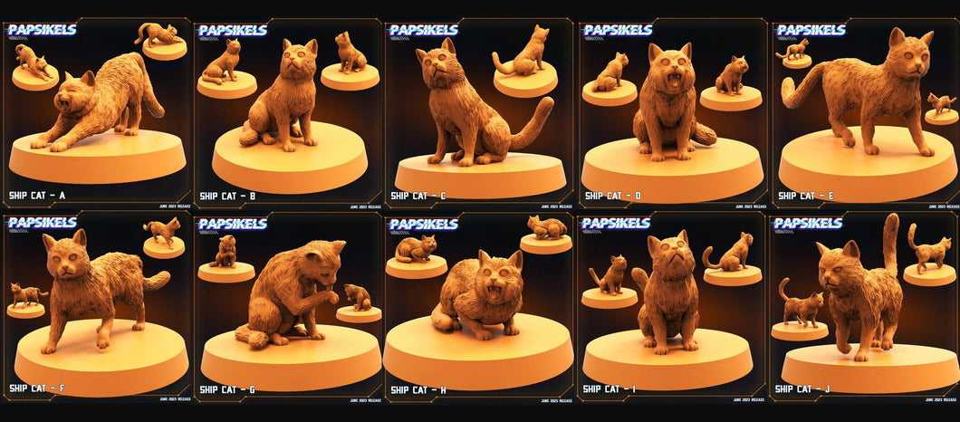 3D Printed Papsikels - Ship Cat Set - 28mm 32mm - Charming Terrain