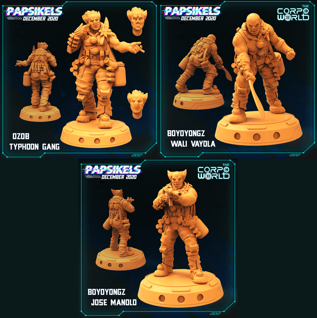 3D Printed Papsikels Typoon Gang Set 28mm 32mm - Charming Terrain