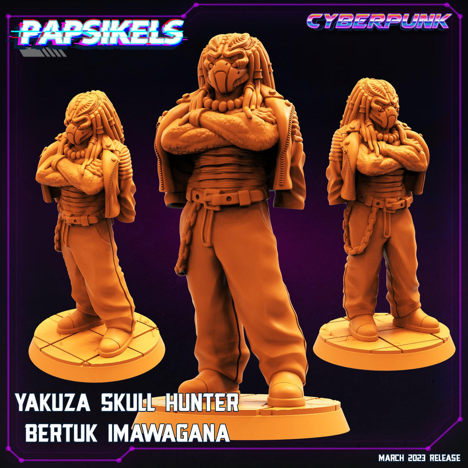 3D Printed Papsikels - Yakuza Skull Hunter Set March 2023 Cyberpunk - 28mm 32mm - Charming Terrain