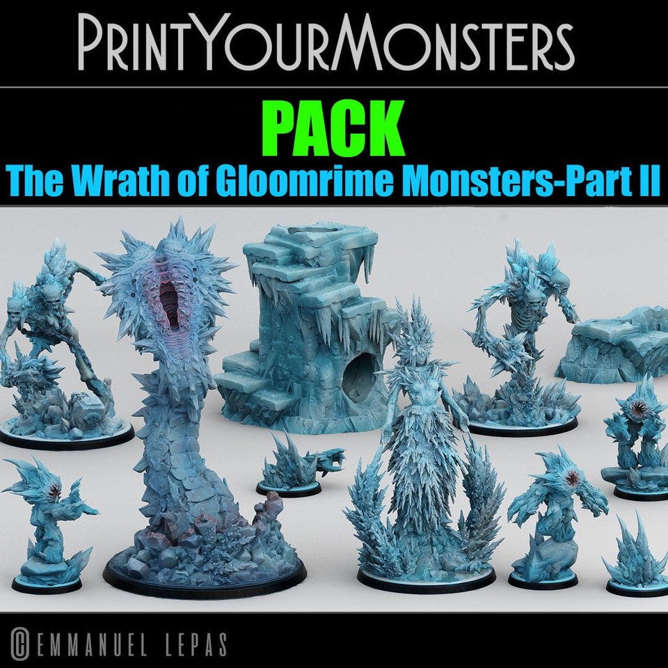 3D Printed Print Your Monsters Ice Dice Tower The Wrath of Gloomrime Monsters Part II Set 28mm - 32mm D&D Wargaming - Charming Terrain