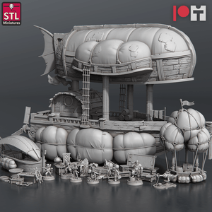 3D Printed STL Miniatures Airship Crew Set 28 - 32mm War Gaming D&D - Charming Terrain