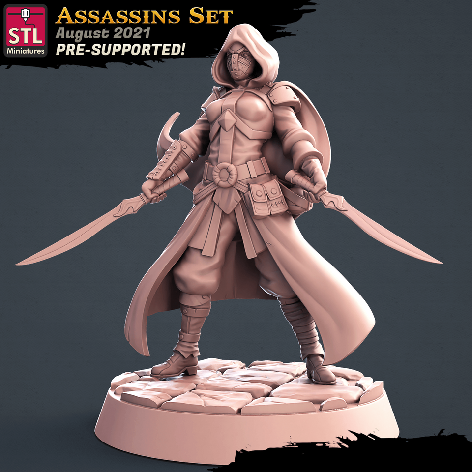 3D Printed STL Miniatures Assassins Set 28 - 32mm War Gaming D&D - Charming Terrain