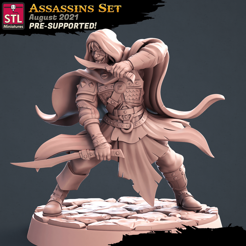 3D Printed STL Miniatures Assassins Set 28 - 32mm War Gaming D&D - Charming Terrain