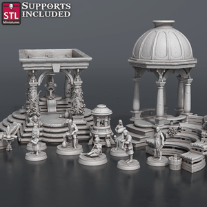 3D Printed STL Miniatures Bath House Set 28 - 32mm War Gaming D&D - Charming Terrain