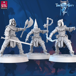 3D Printed STL Miniatures Cultist Set The Frost City 2 28 - 32mm War Gaming D&D - Charming Terrain