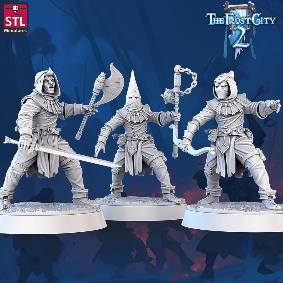 3D Printed STL Miniatures Cultist Set The Frost City 2 28 - 32mm War Gaming D&D - Charming Terrain