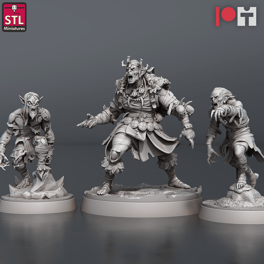 3D Printed STL Miniatures Ghoul King Set 28 - 32mm War Gaming D&D - Charming Terrain