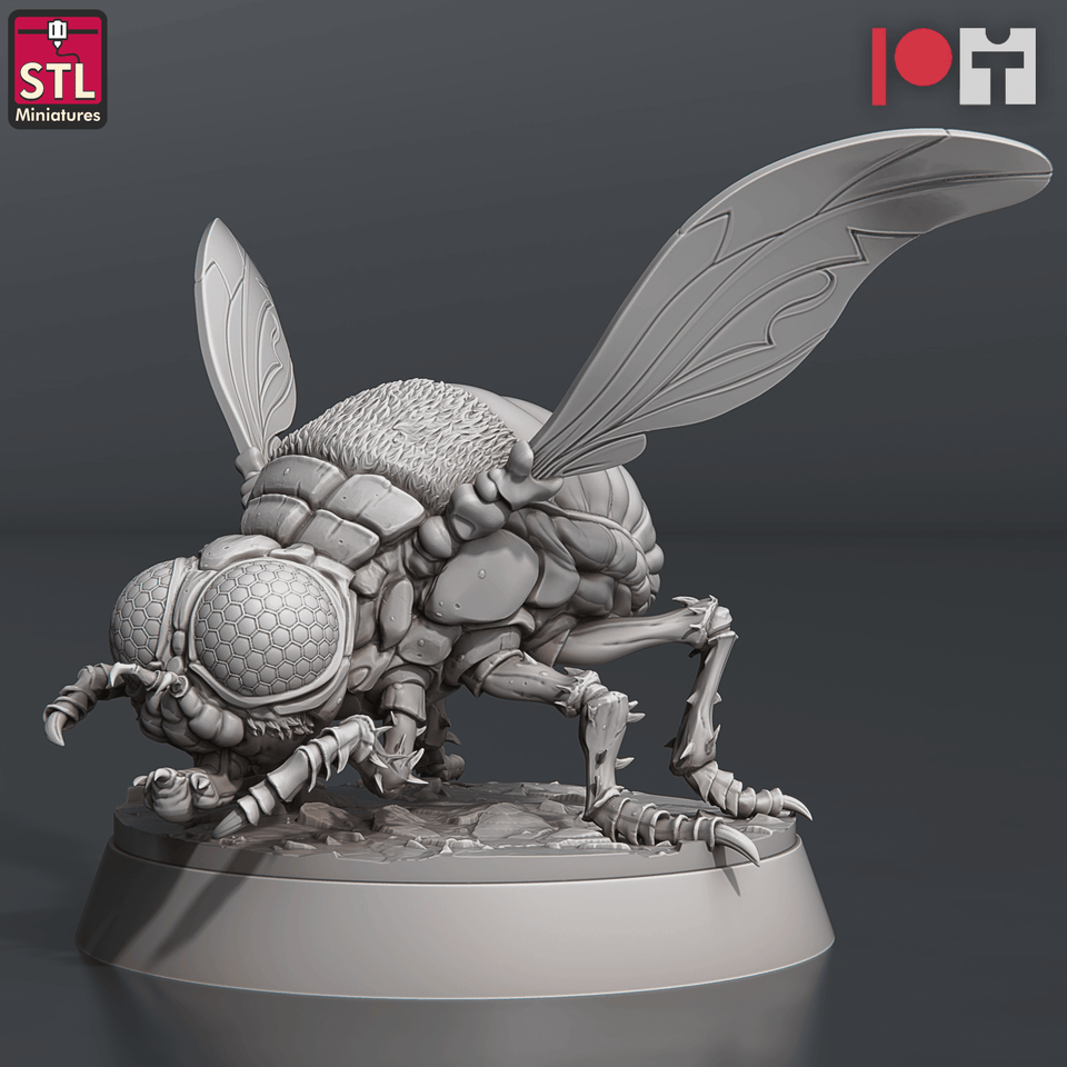 3D Printed STL Miniatures Giant Flies Set 28 - 32mm War Gaming D&D - Charming Terrain