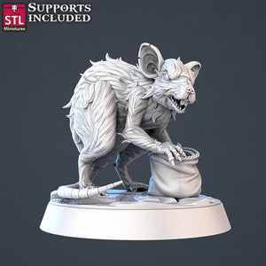 3D Printed STL Miniatures Giant Rats | 28 - 32mm War Gaming D&D - Charming Terrain