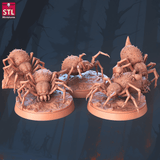 3D Printed STL Miniatures Giant Spiders Set 28 - 32mm War Gaming D&D - Charming Terrain