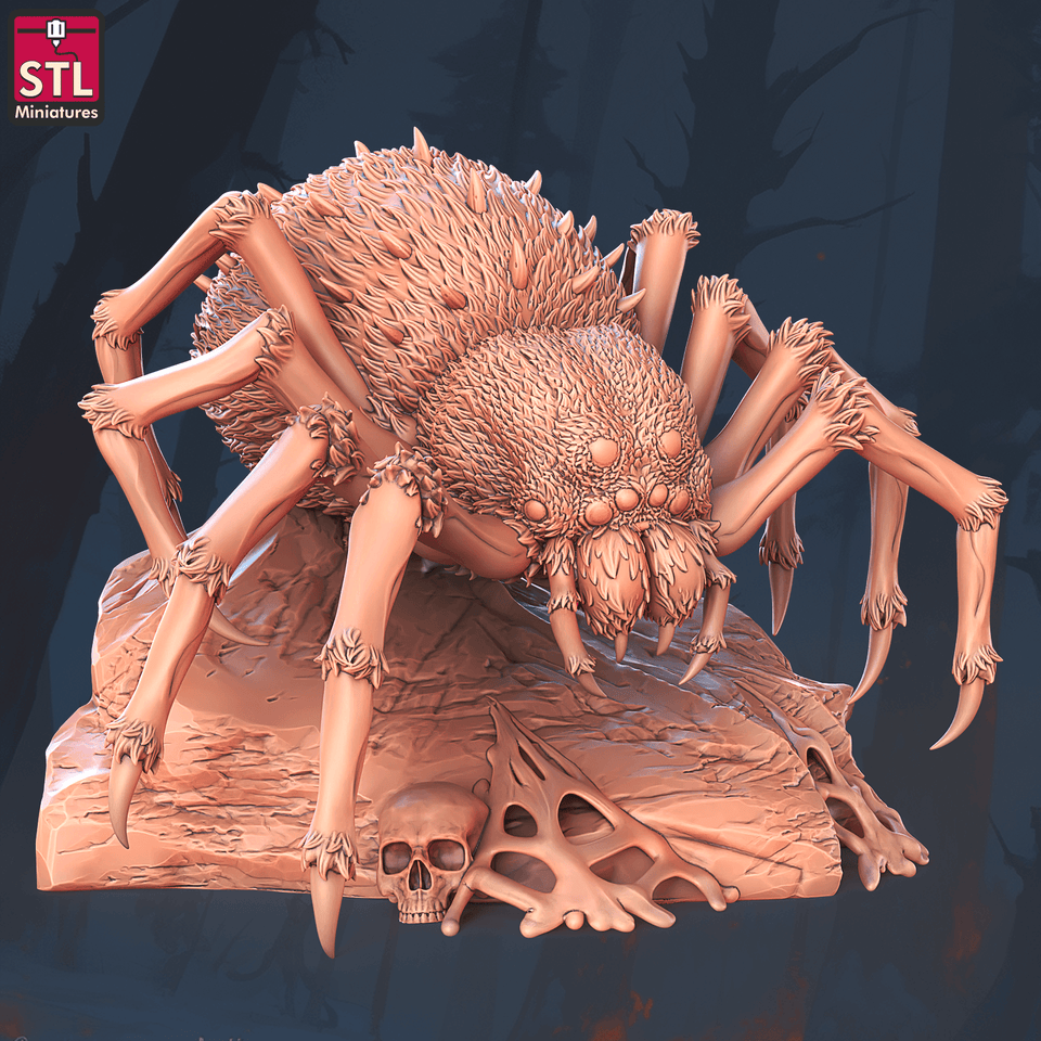 3D Printed STL Miniatures Giant Spiders Set 28 - 32mm War Gaming D&D - Charming Terrain