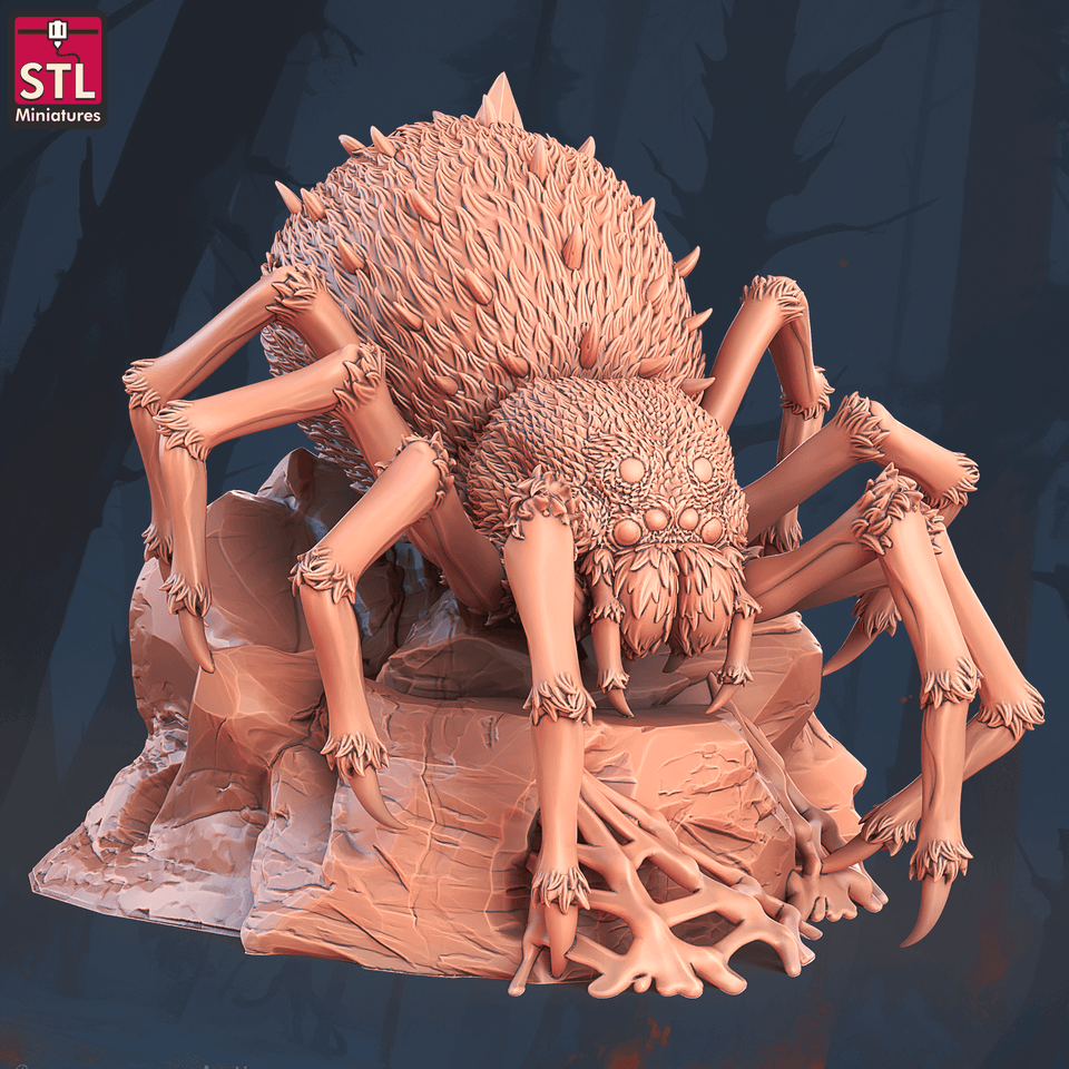 3D Printed STL Miniatures Giant Spiders Set 28 - 32mm War Gaming D&D - Charming Terrain