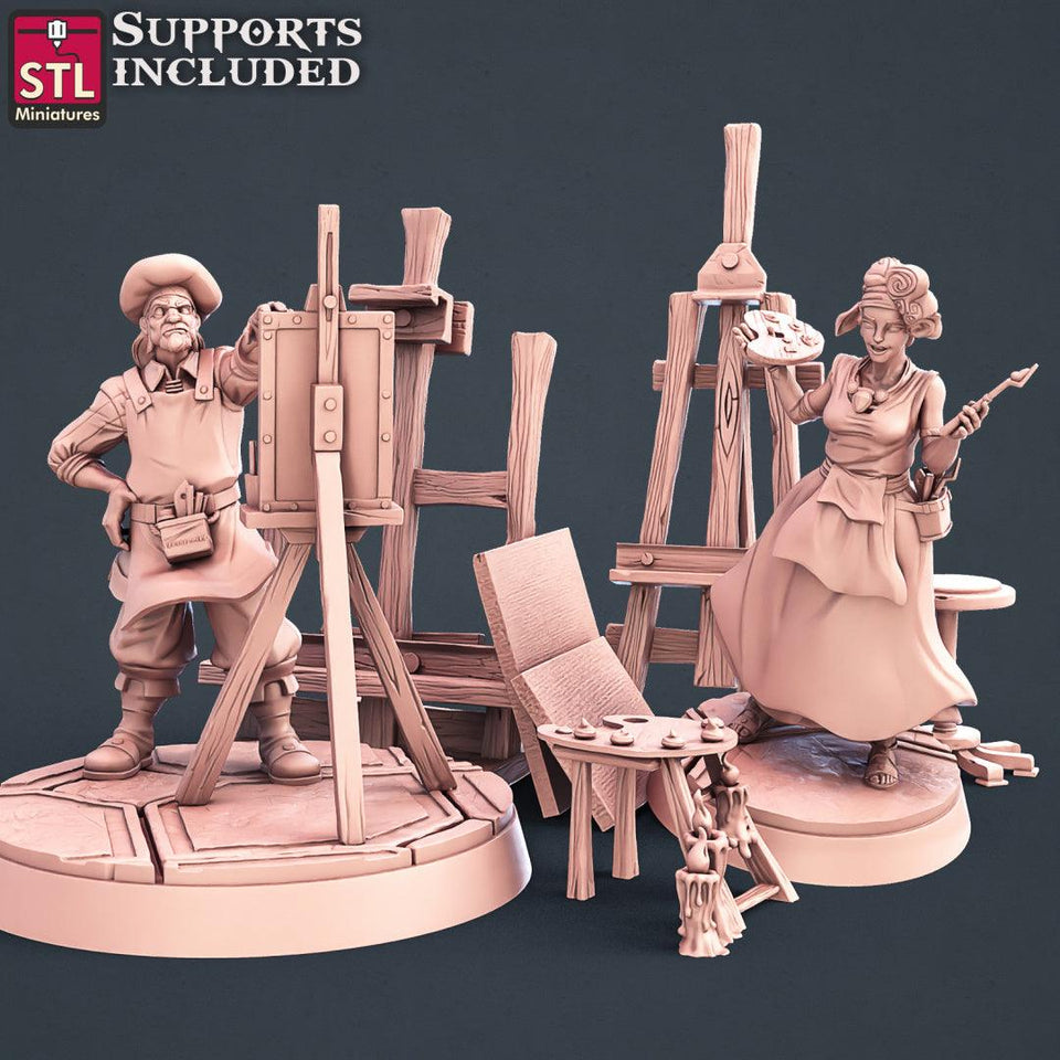 3D Printed STL Miniatures Painters Set 28 - 32mm War Gaming D&D - Charming Terrain