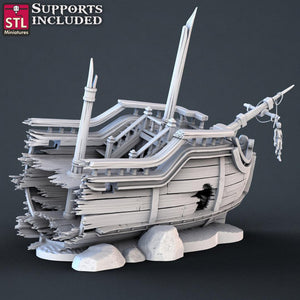 3D Printed STL Miniatures Pirate Set 28 - 32mm War Gaming D&D - Charming Terrain