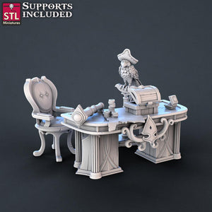 3D Printed STL Miniatures Pirate Set 28 - 32mm War Gaming D&D - Charming Terrain