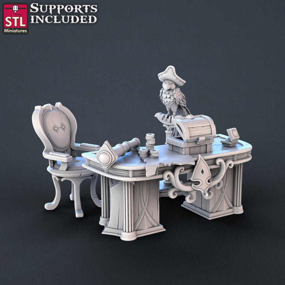 3D Printed STL Miniatures Pirate Set 28 - 32mm War Gaming D&D - Charming Terrain