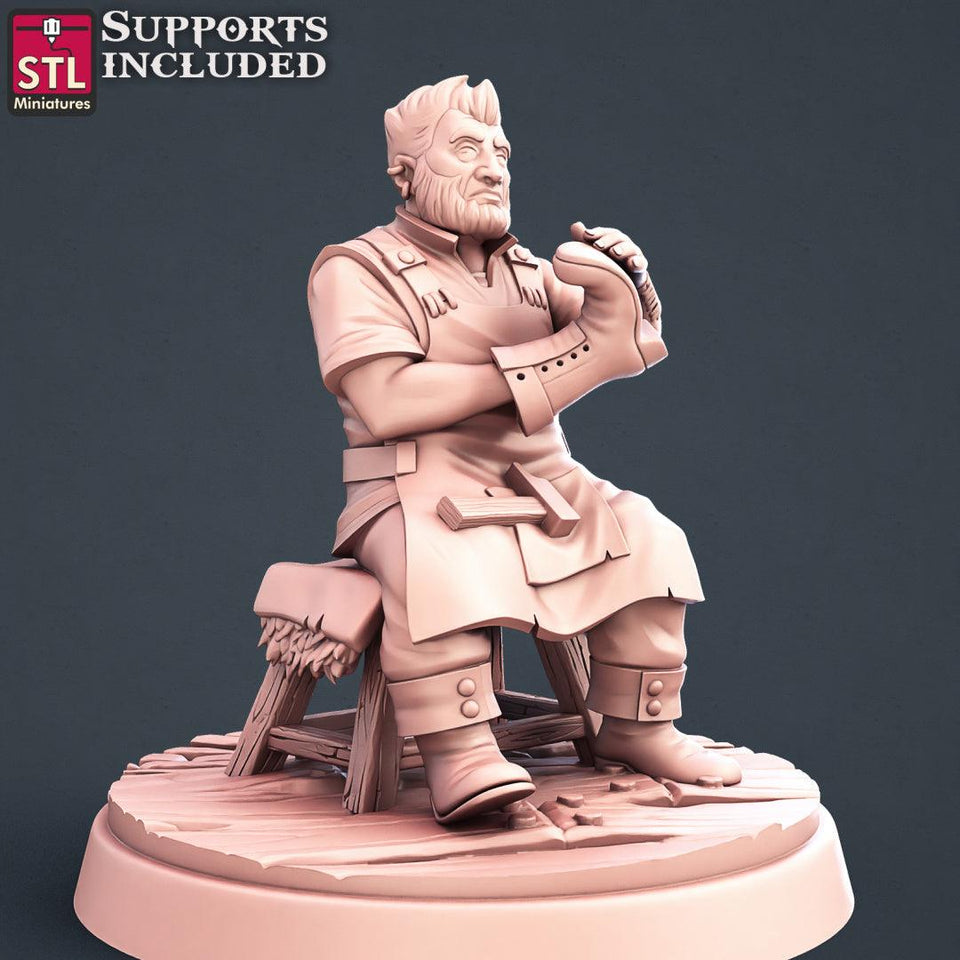 3D Printed STL Miniatures Shoemakers Set 28 - 32mm War Gaming D&D - Charming Terrain